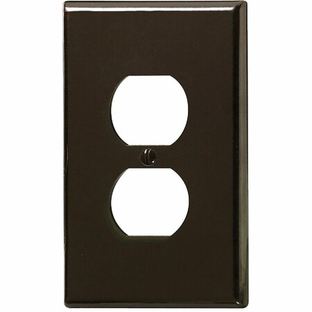 LEVITON 1-Gang Smooth Plastic Oversized Outlet Wall Plate, Brown 001-85103